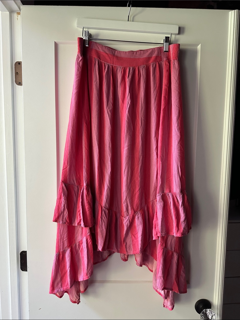 Pink High-Low Ruffle Women's Skirt